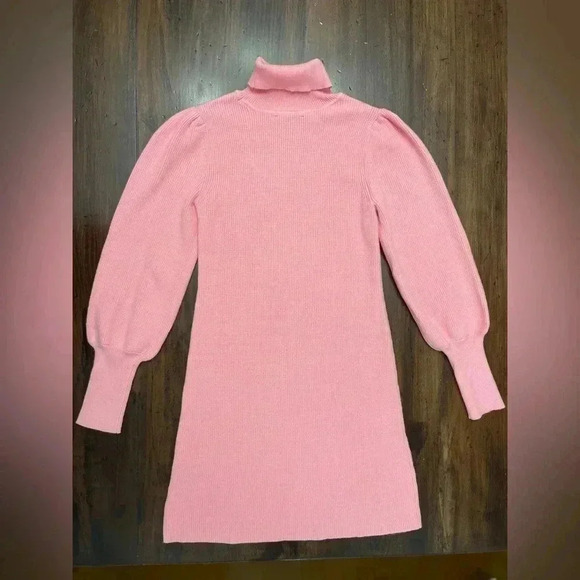 Boston Proper Sweater Dress Size XS Pink Balloon Sleeve Turtleneck Barbie Winter - Picture 3 of 14